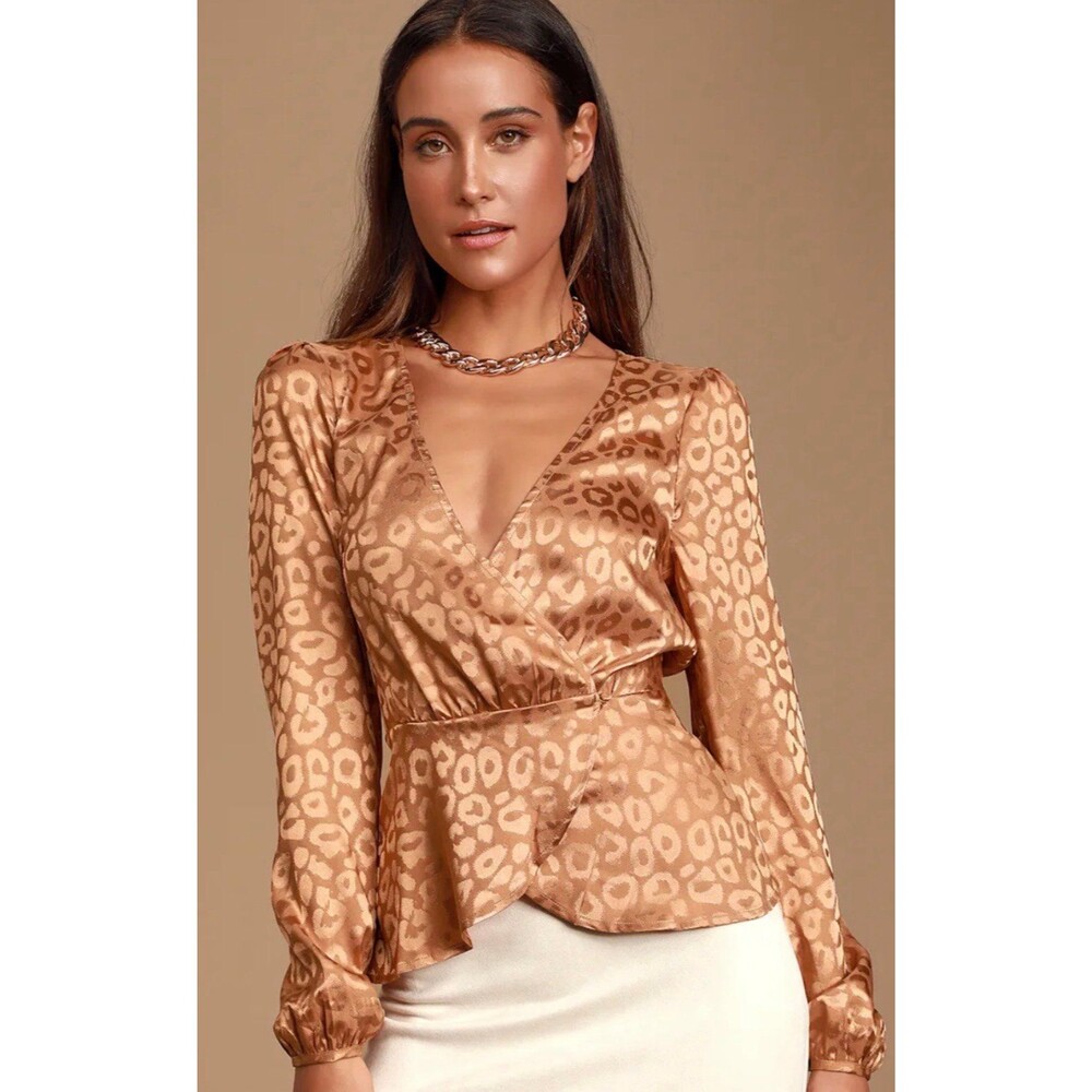 SELF ESTEEM leopard print  Top Long Sleeve Shirt Women’s Size S